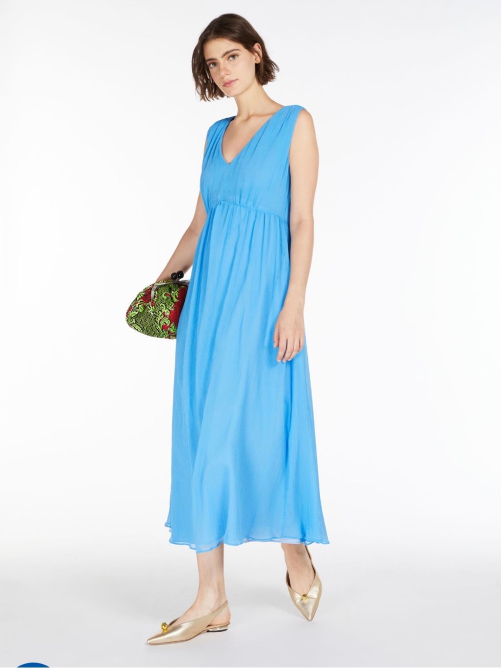 Weekend Max Mara Blue Maxi Dress Small Sleeveless Cotton Pockets
